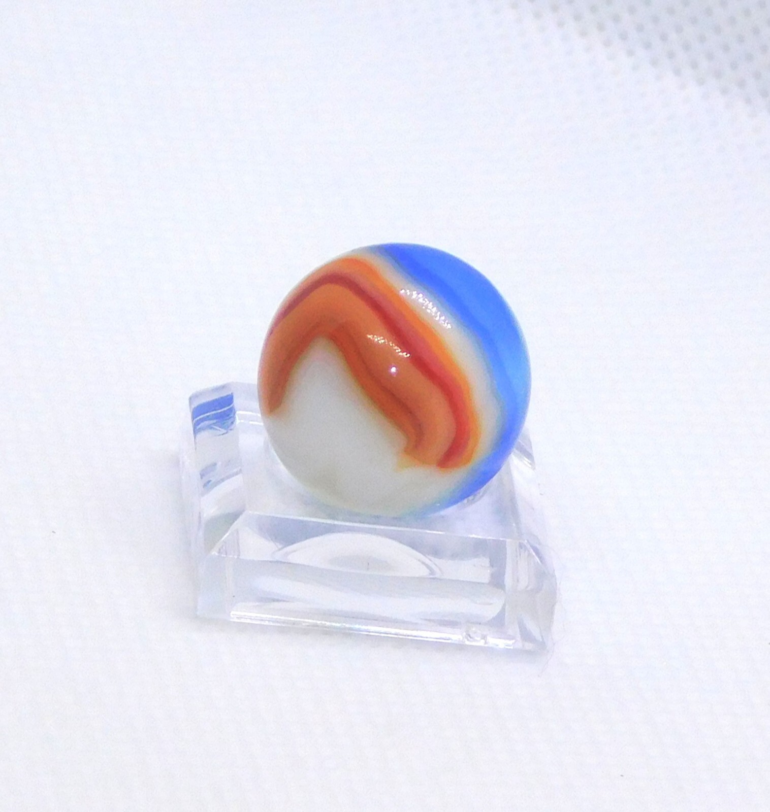 Vintage Glass Marble Patch Swirl Blue Red White Vitro Agate ‘V’ 0.69″ #0-118