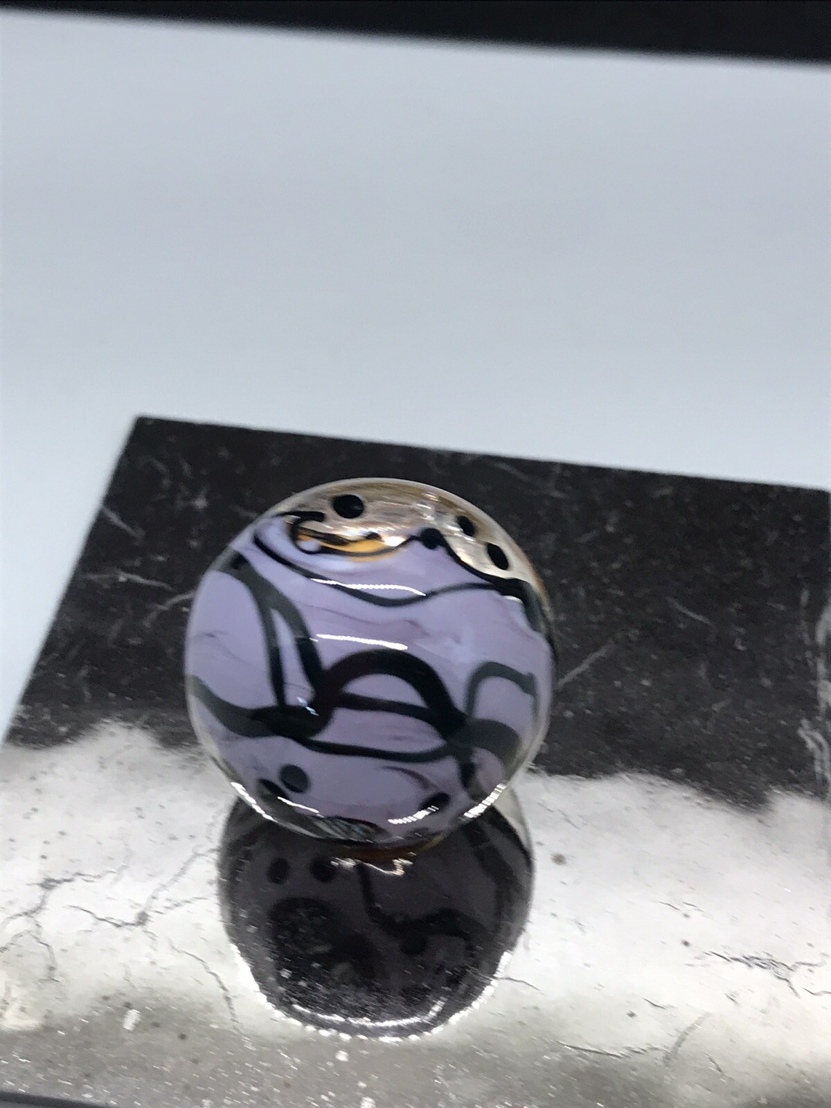 handmade art glass marble Hand Painted Mini Moth Marble With Tiny Moth Murrina