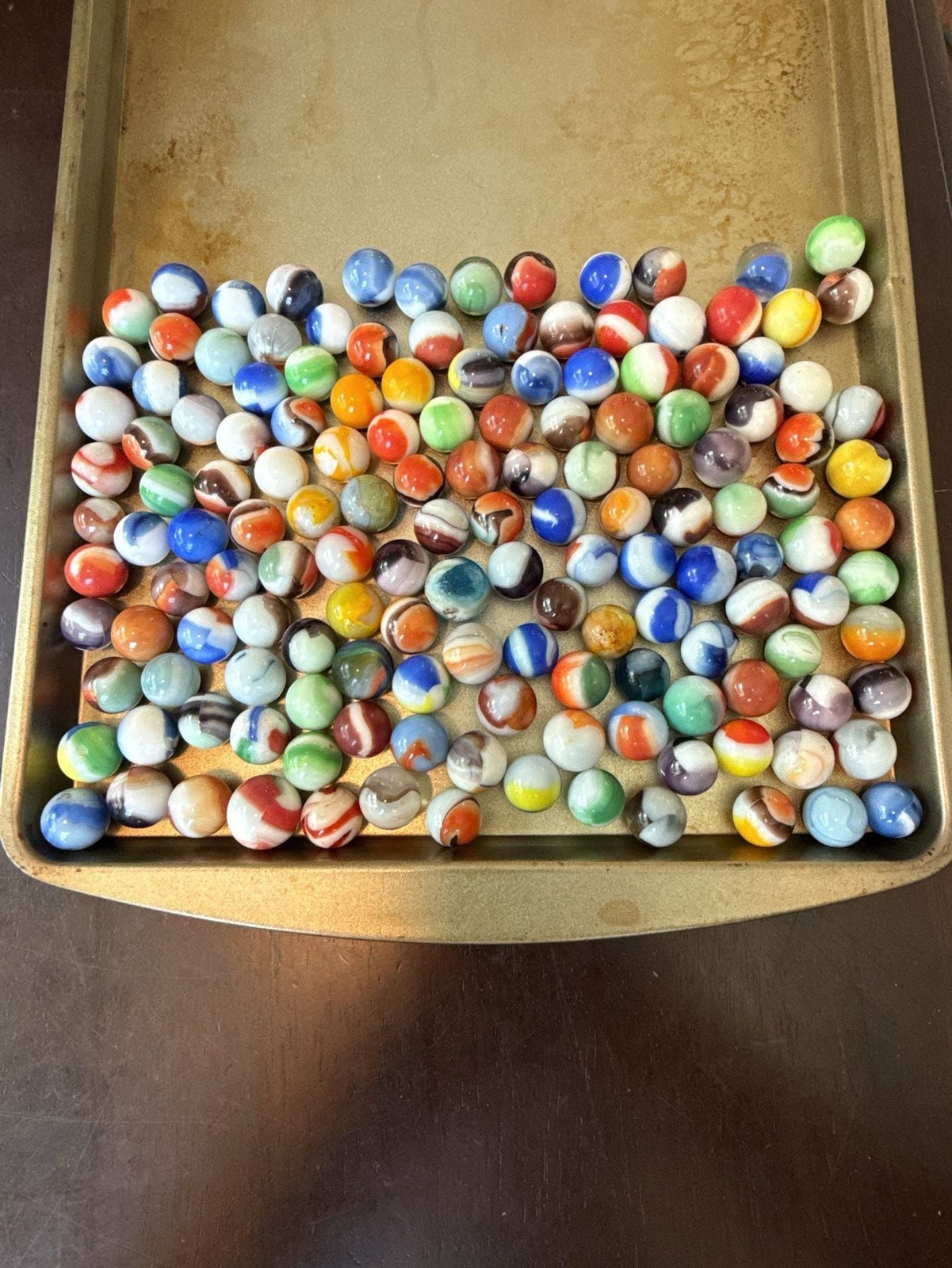 Large Bulk Collection of Vintage Assorted Swirl Glass Marbles (146 =1lb 11oz)