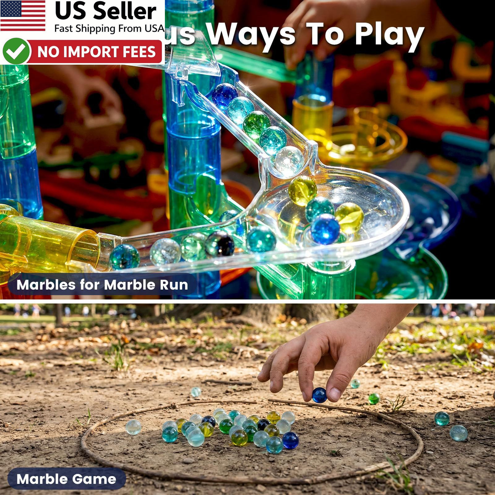 Glass Marbles Bulk 50 PCS POPLAY Player Games Replacement Assorted Colors Toys