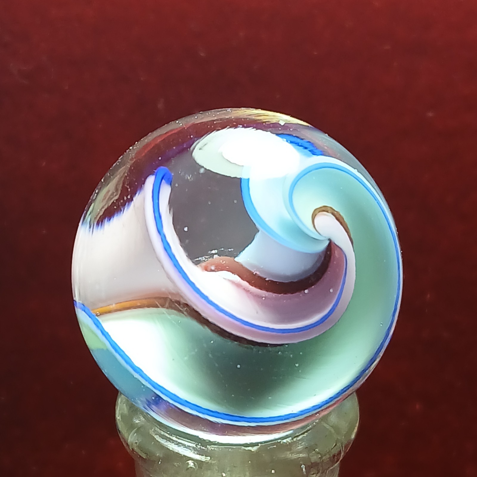 Mint 7/8″ Pastel tri-color contemporary swirl Marble! Pink, Baby Blue, White