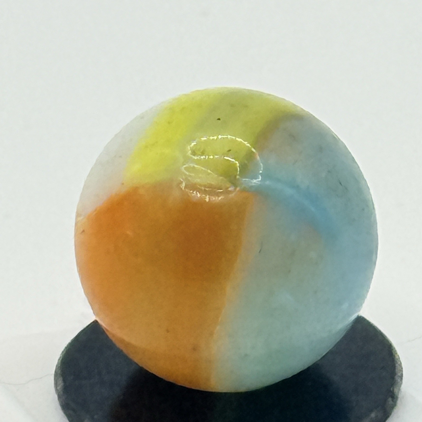 Vitro Agate .60″ Robin Egg Blue Yellow Near Mint Seam Imprint Vintage Marble