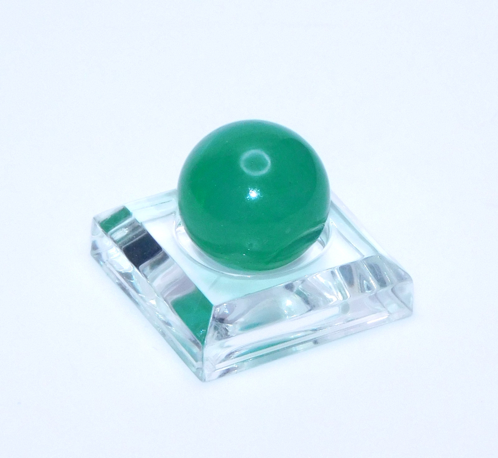 Vintage Glass Marble Green Pontil Small Semi Opaque Swirl Pontil 0.56″ ❤️-52