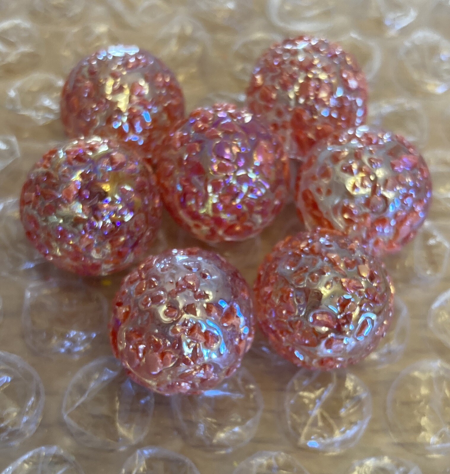 (7) Vacor Red Stardust Glass Speckled Outer Space Mega Marbles 5/8 Inch, New