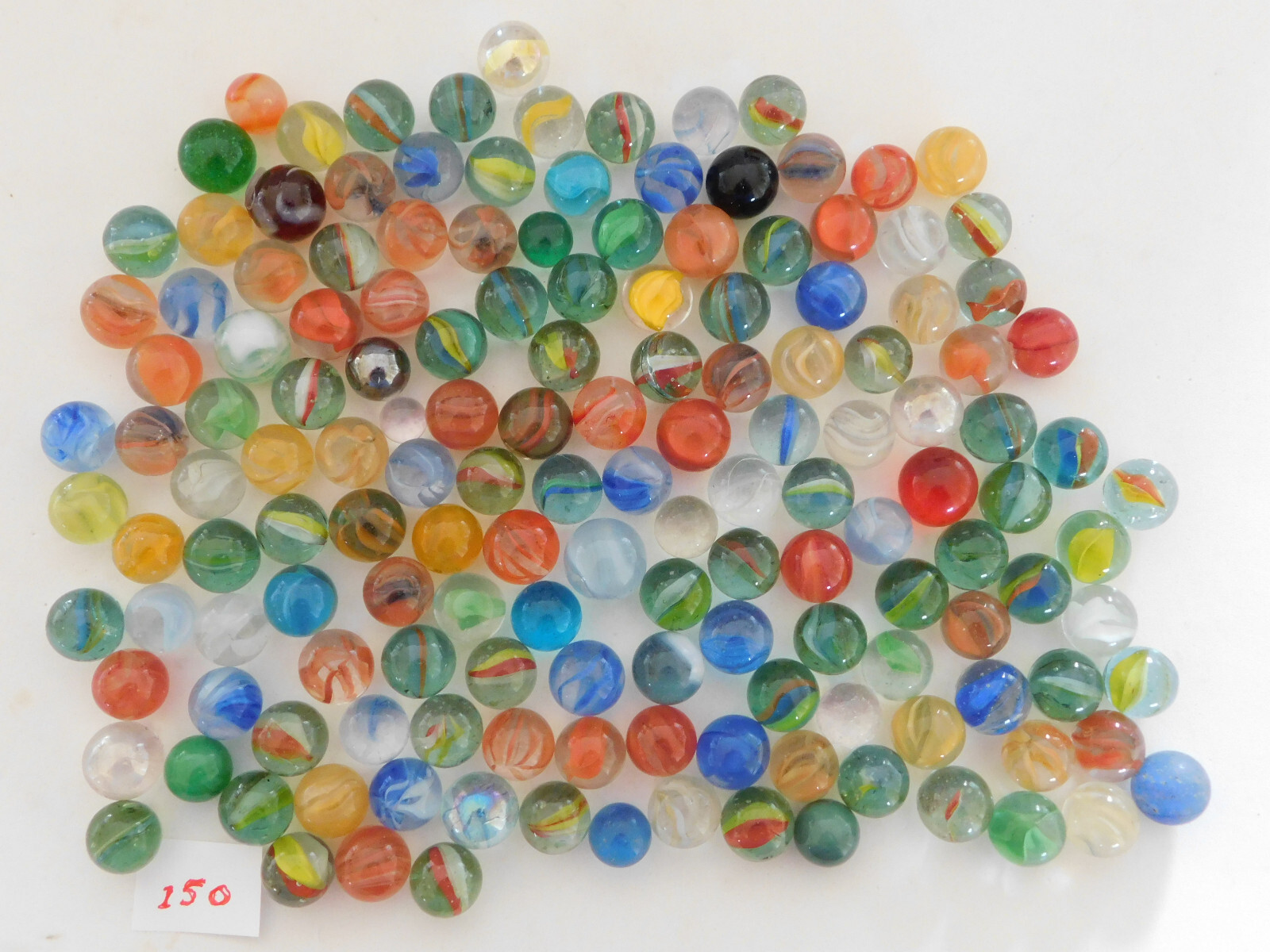 Lot of 150 Vintage Marbles – Mostly Cat’s Eyes of Various Makers