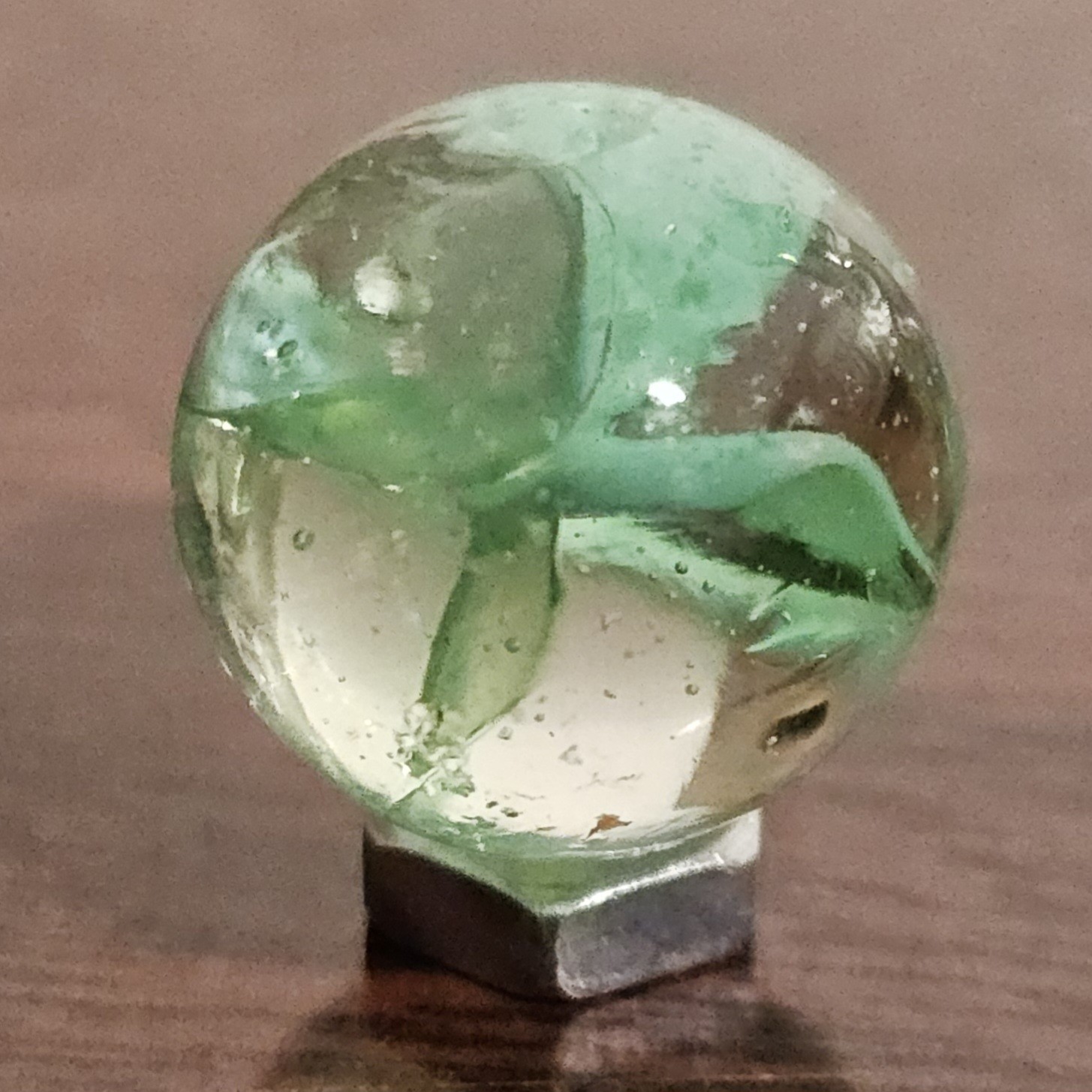 Vintage CE Bogard Mint Green Floppy 4-Lobe Cats Eye .625″ Glass Marble