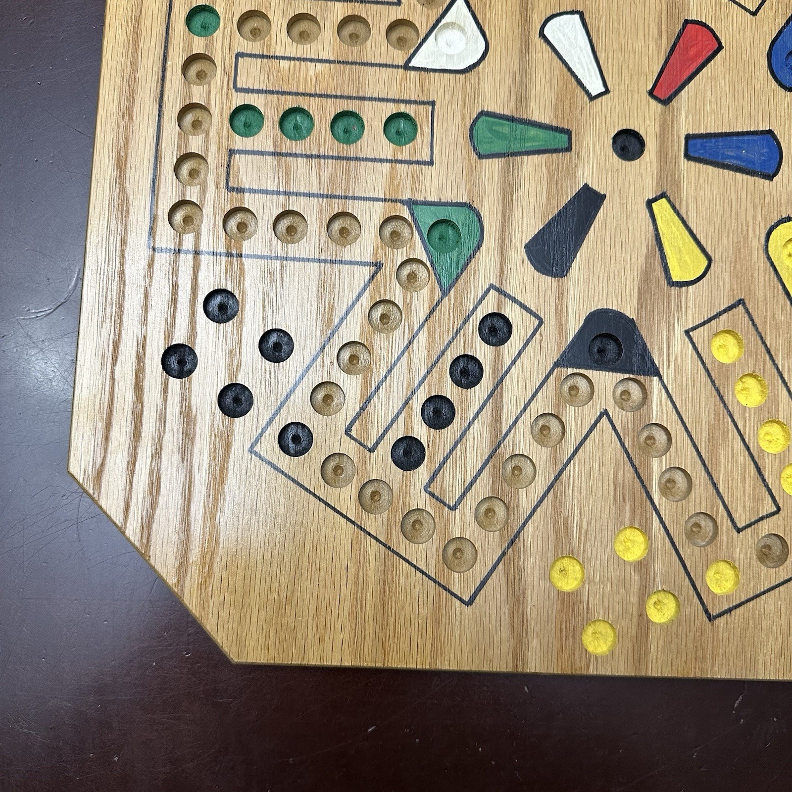Marbles Wood Aggravation Board Game 2, 4 & 6 player Hand made Wahoo Double Sided