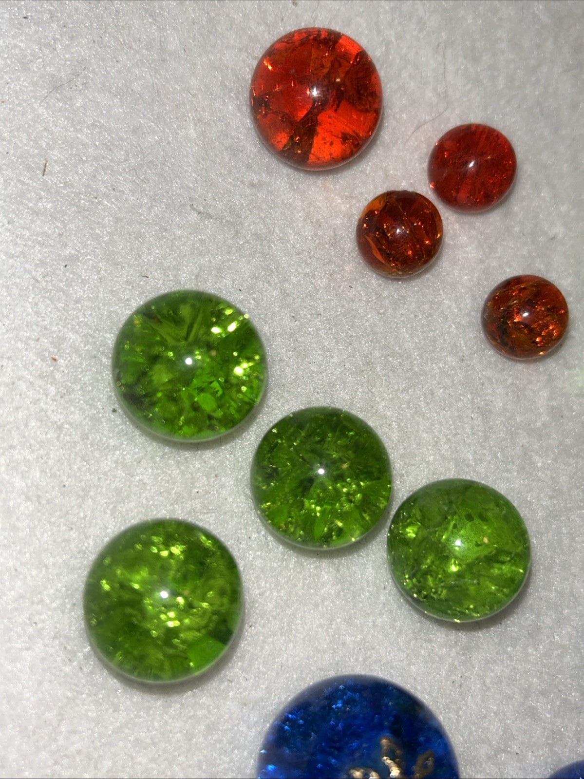 Vintage Vitro Crackle Glass Marbles Lot Various Sizes & Colors 21 Pcs.