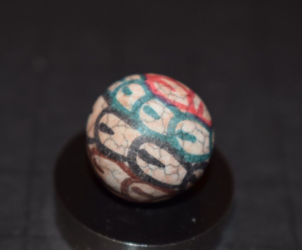 Antique Hand Painted Fired Clay Abstract art Marble Size .687″=11/16″=17.5mm