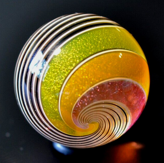 HOT HOUSE GLASS MARBLE/1.722″-STAINED GLASS WINDOW-ORANGE,RED,BLACK,WHITE/FAST