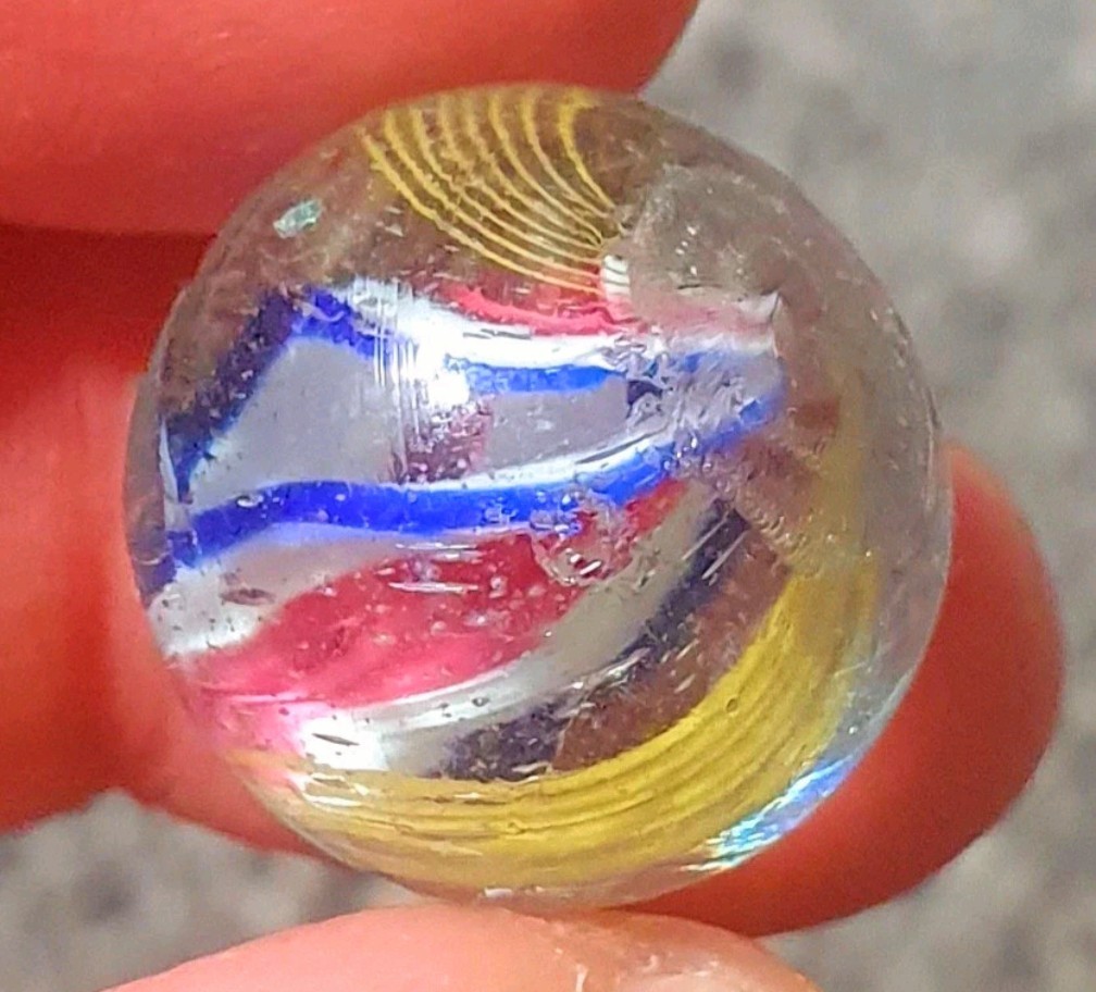25/32″- Gorgeous Shooter Peppermint Double Ribbon German Handmade Marbles MINT