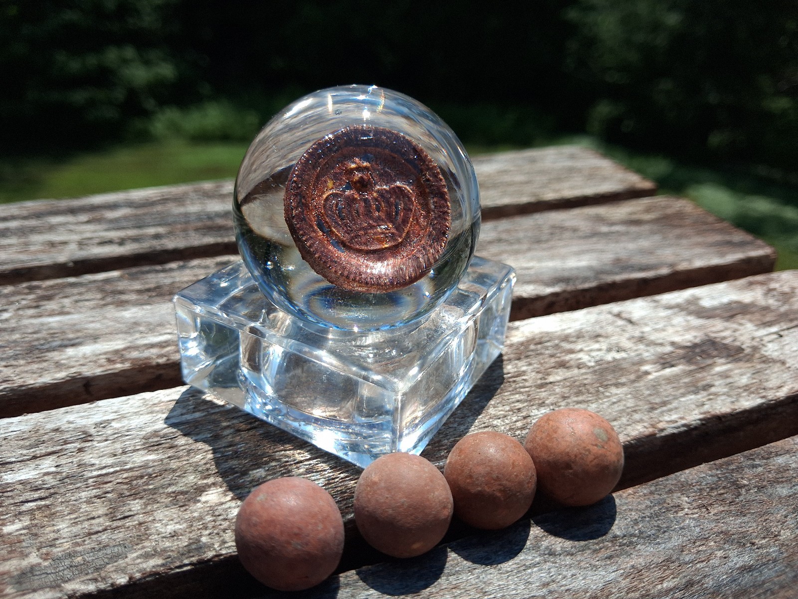Laubs Sulphide Modern Marble Handmade 1.58 Antique Checker with Stand+Clays