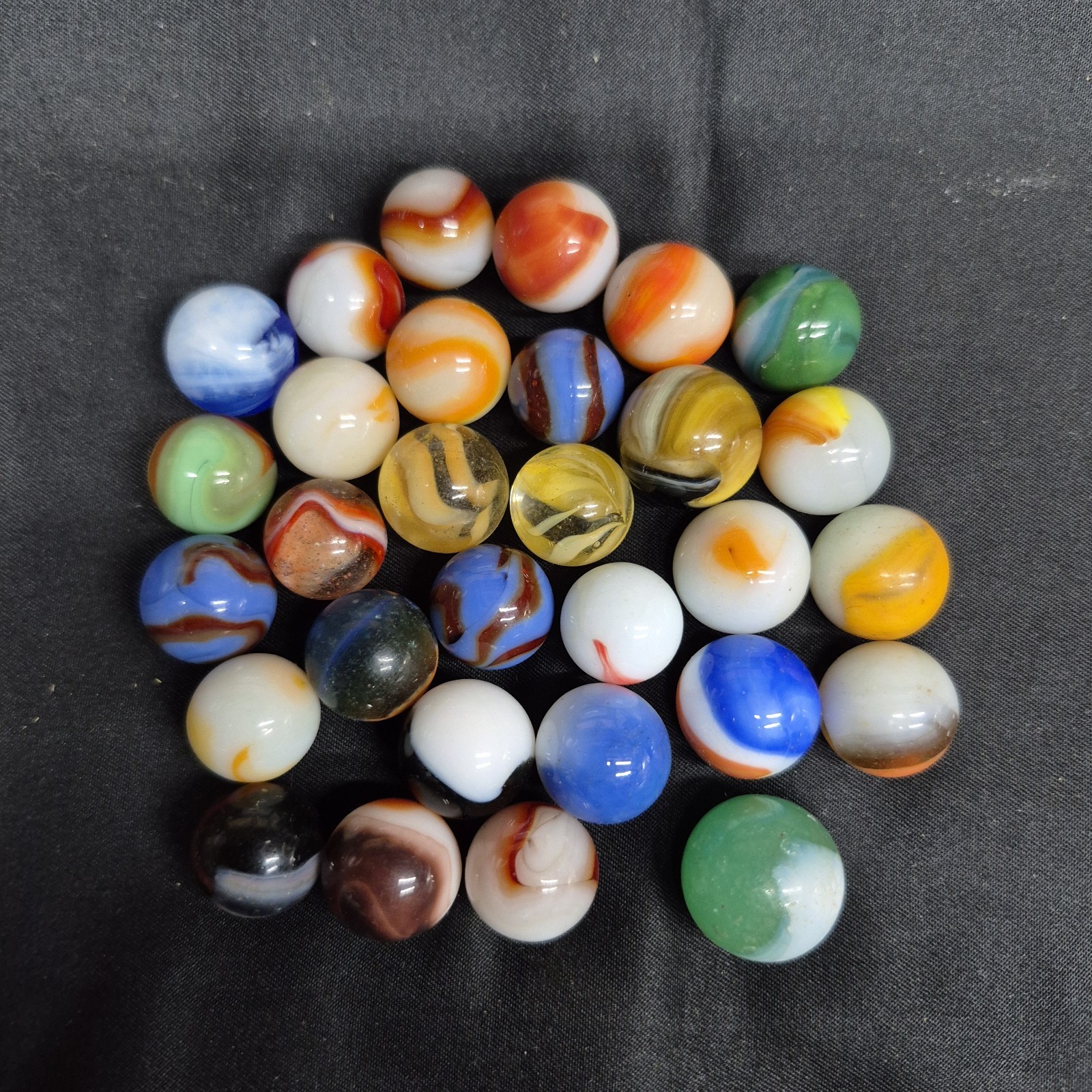 Lot 30 Vintage Marbles Glass Akro Vitro Peltier Marble King Swirl Patch VG USA