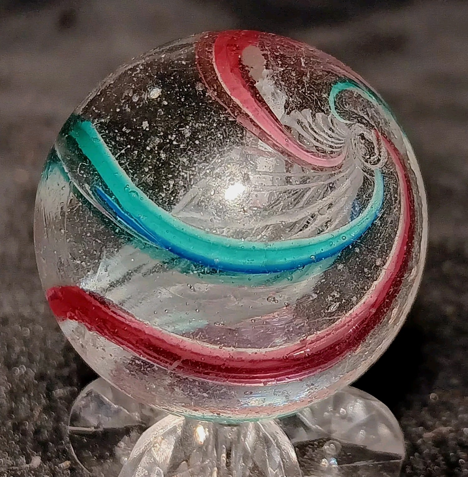Antique German Latticinio Core Swirl Marble. 1.07″ Mint Condition.