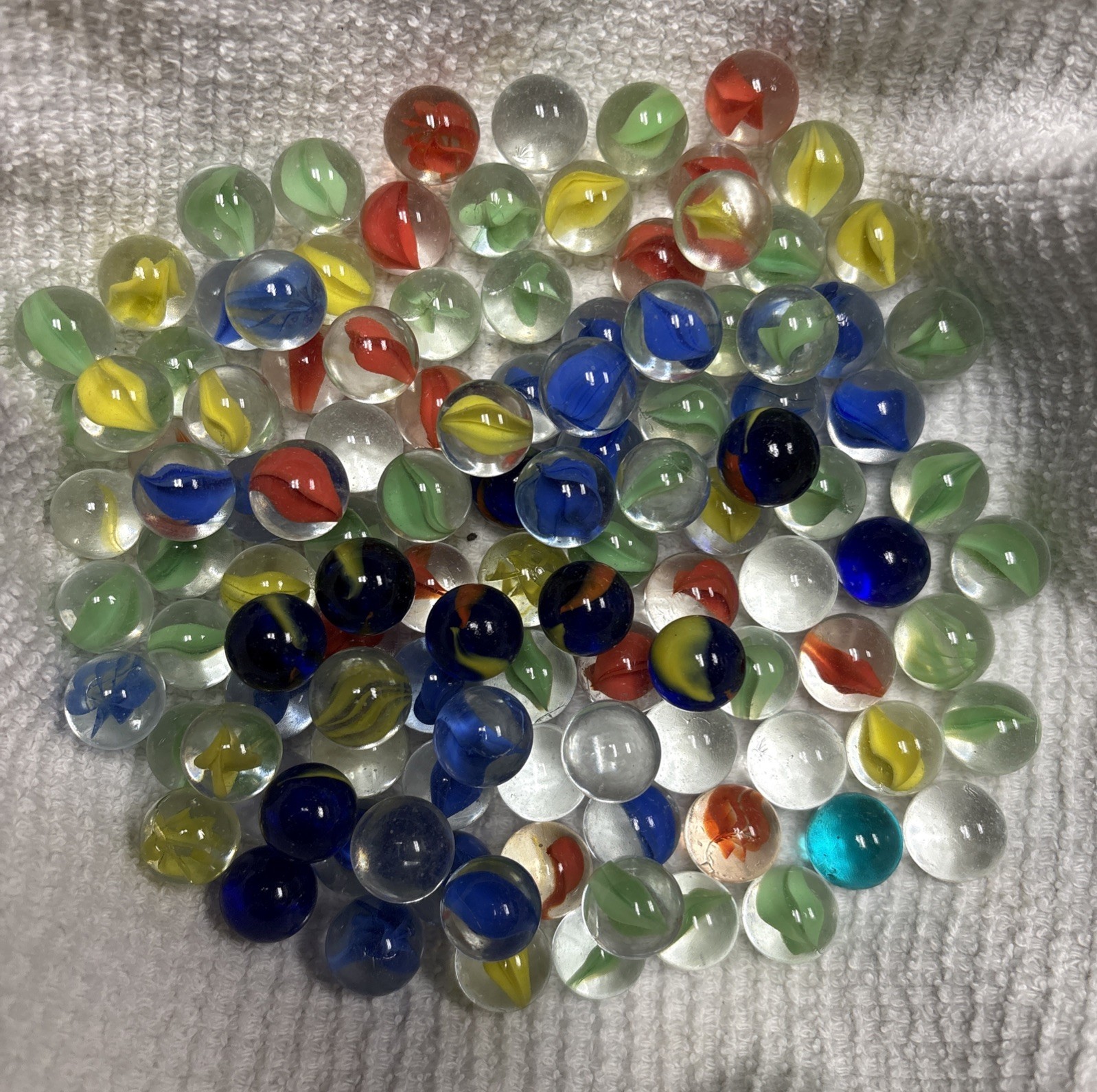 Estate Lot Vintage Mixed Glass Marbles Approximately 113 Total