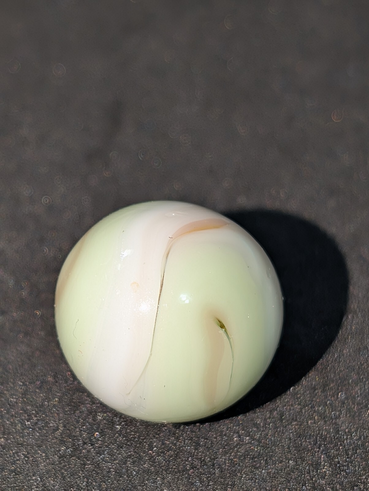 Alley Agate Swirl Marble, Rare Colors!! Pistachio Green & Tan, (.66) UV Reactive