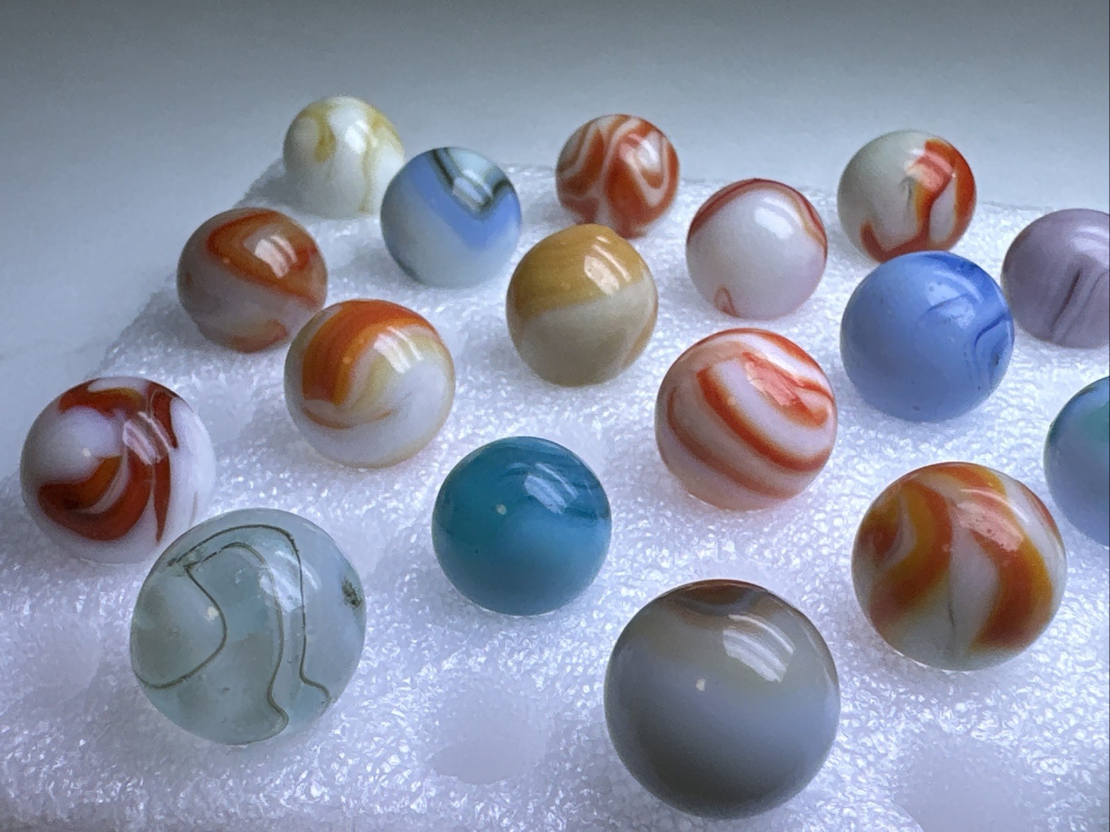 199 Lot Of 30 Vintage Heaton Agate Swirl Marbles!
