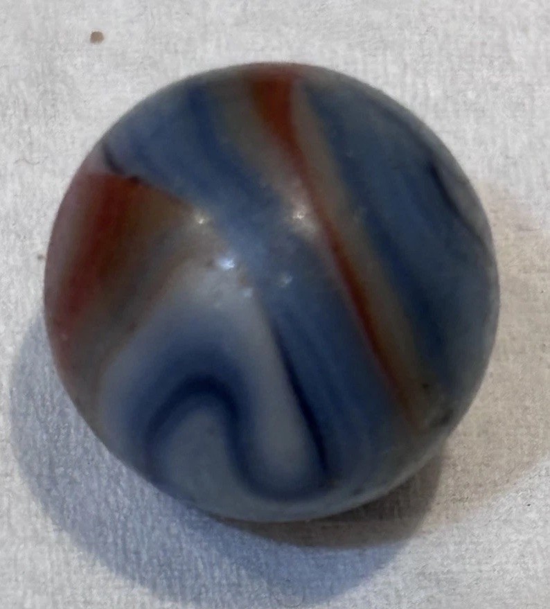 Vintage RAVENSWOOD Opaque Swirl Marble Red White & Blue (size .60”)