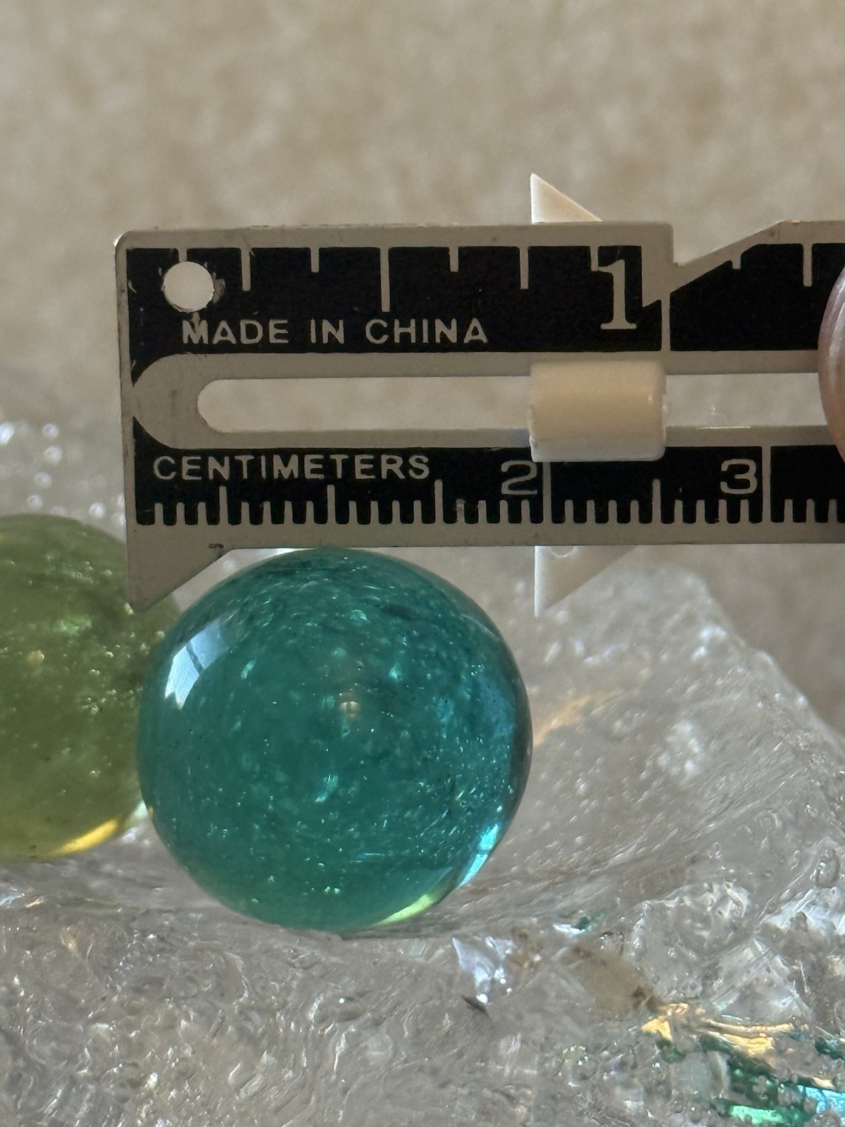 20mm Shooter + 17mm Glass Marbles Blue Green Clear Air Bubble Lot Vintage Style