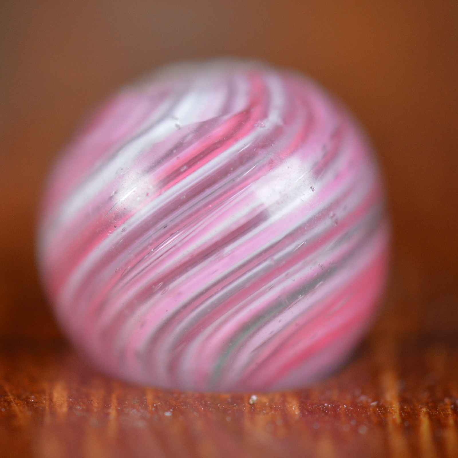 Handmade Pink Onionskin Marble, 0.44 inch, Very Tiny Peewee, Mint, Germany S1595