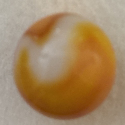 Yellow orange & white swirl machine made marble collectible