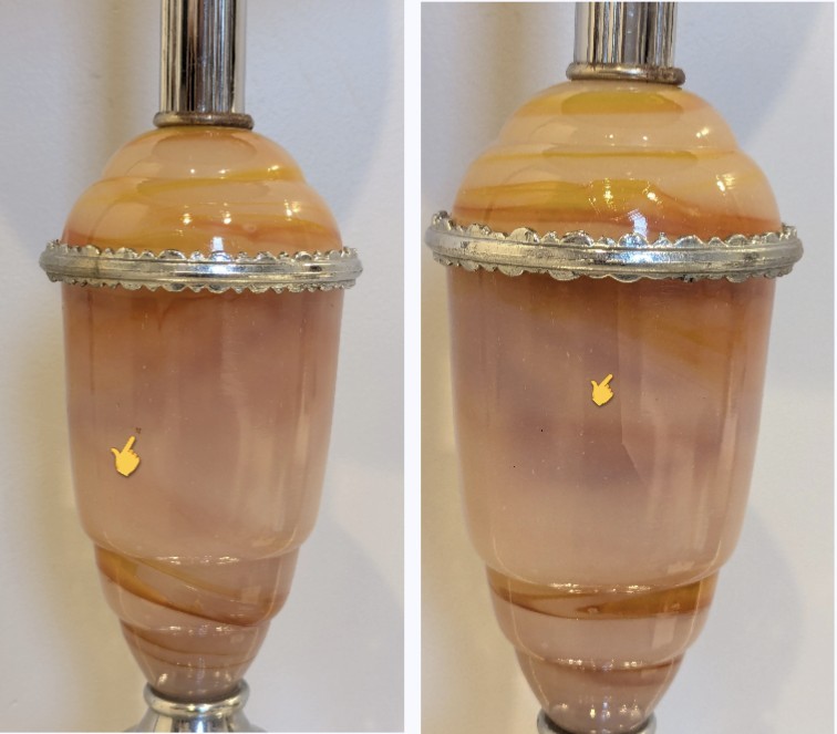 Ever Brite Akro Agate Chrome Lighted Cigarette Smoking Stand Cadmium Swirl READ