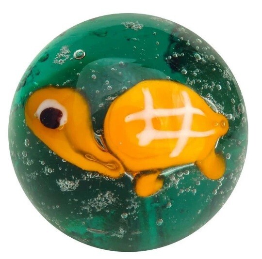 Pk 3 Aquarius 16mm Handmade Art Glass Marbles 5/8th” Angelfish Jellyfish Turtle