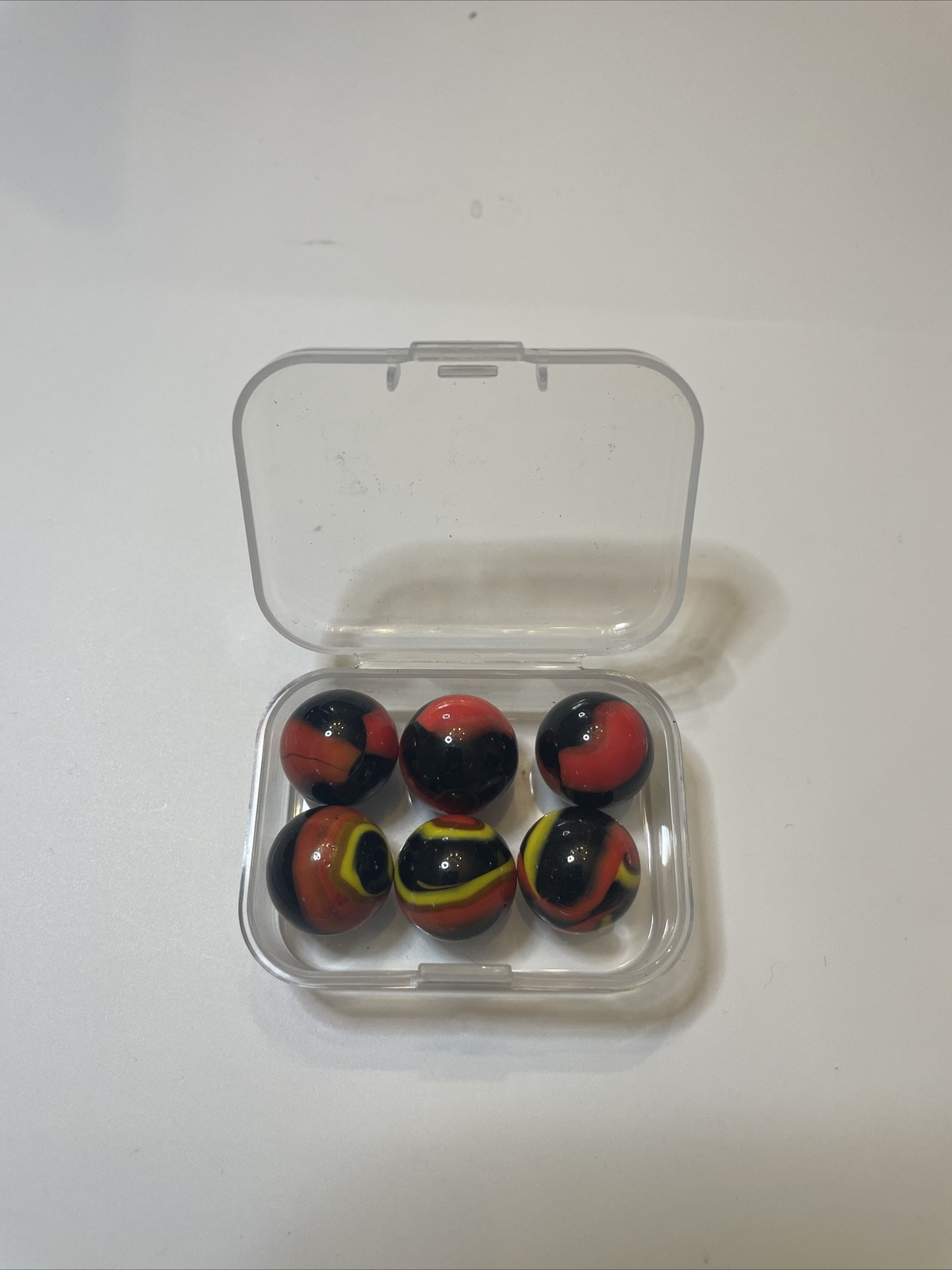 LOT OF SIX VINTAGE GLASS MARBLES ~ NICE COLORS, VERY GOOD CONDITION {PRE-OWNED}
