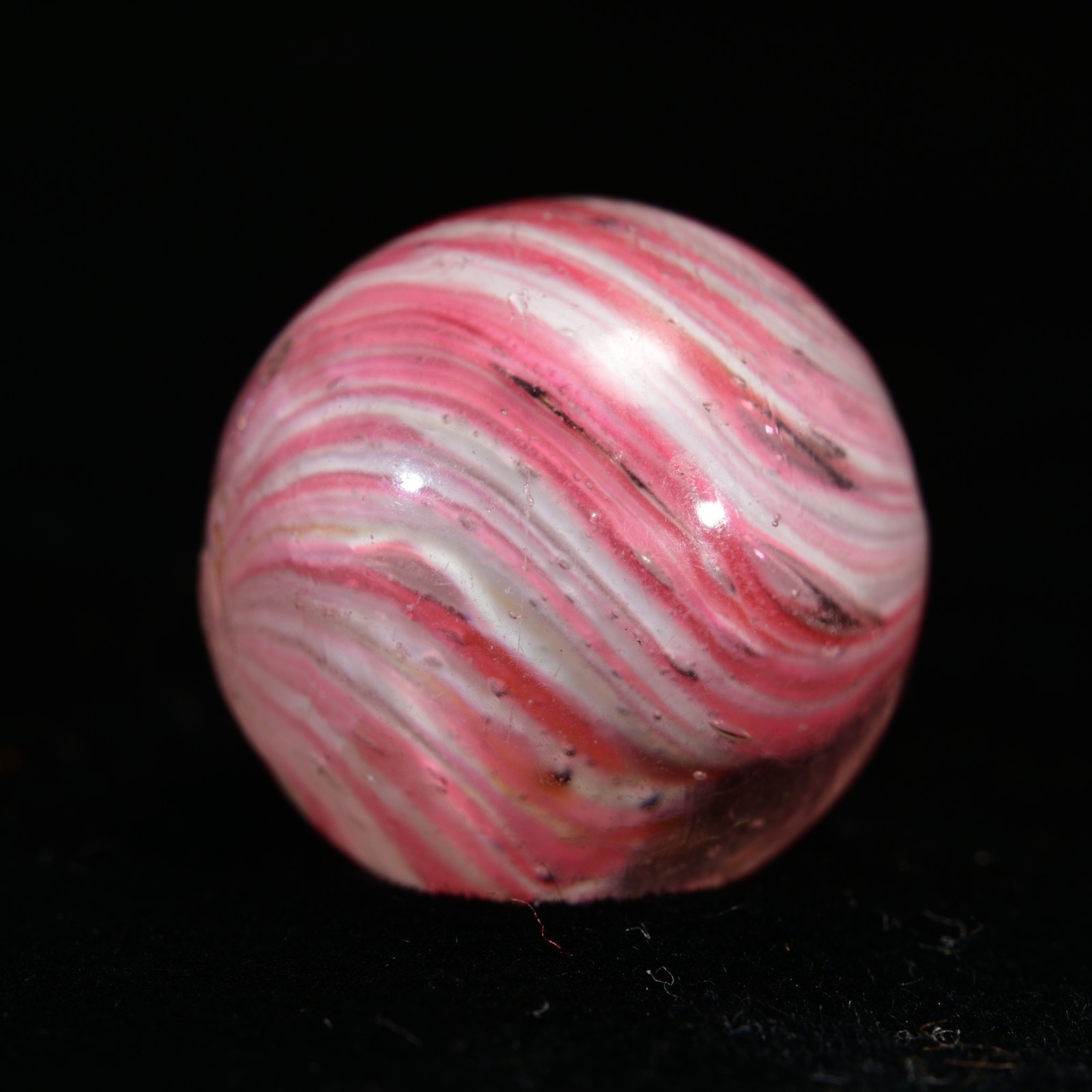 Onionskin Marble Early German Handmade Antique Shrunken Raspberry 17.2mm 21/32”