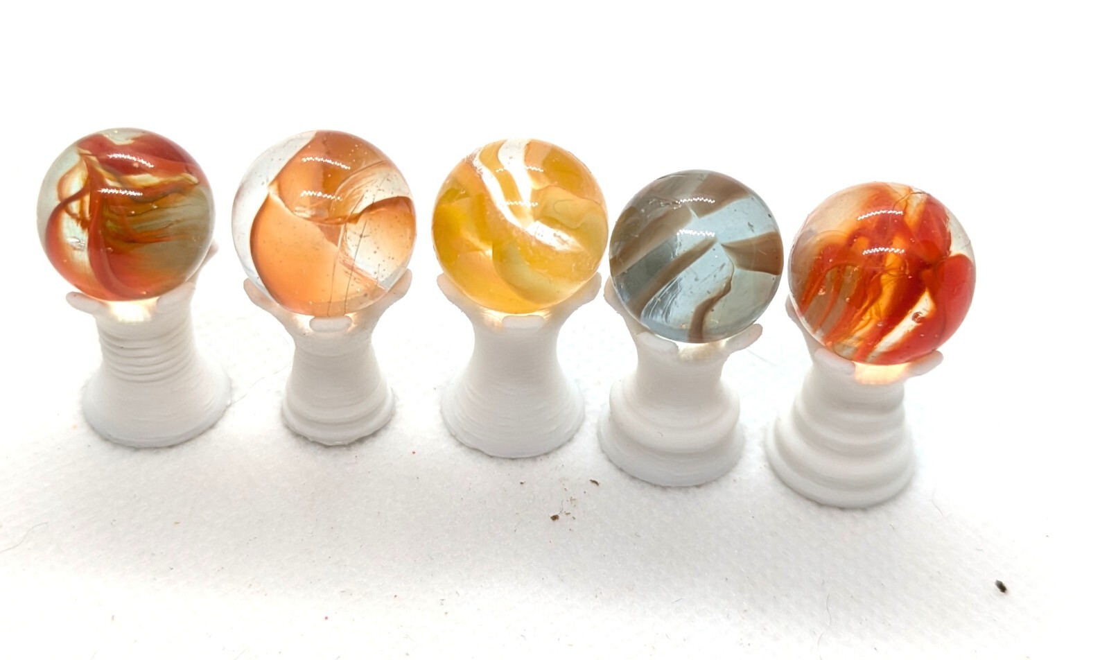 Lot of 10 Vintage Glass Marbles Cat’s eye Swirl 4-7 Veins Various Colors