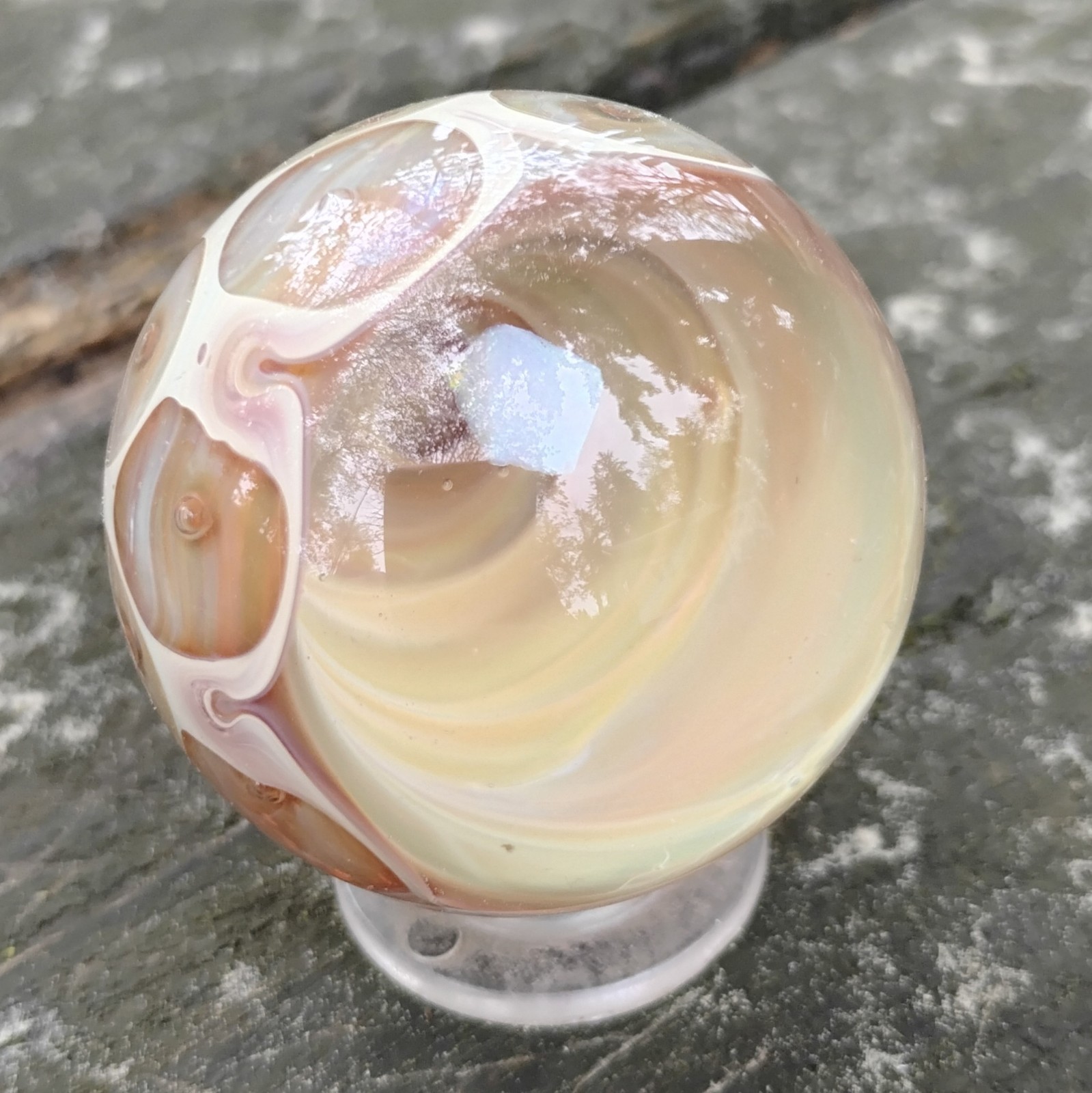 Heady Glass Vortex Opal Honeycomb Marble 2″ Handblown Art