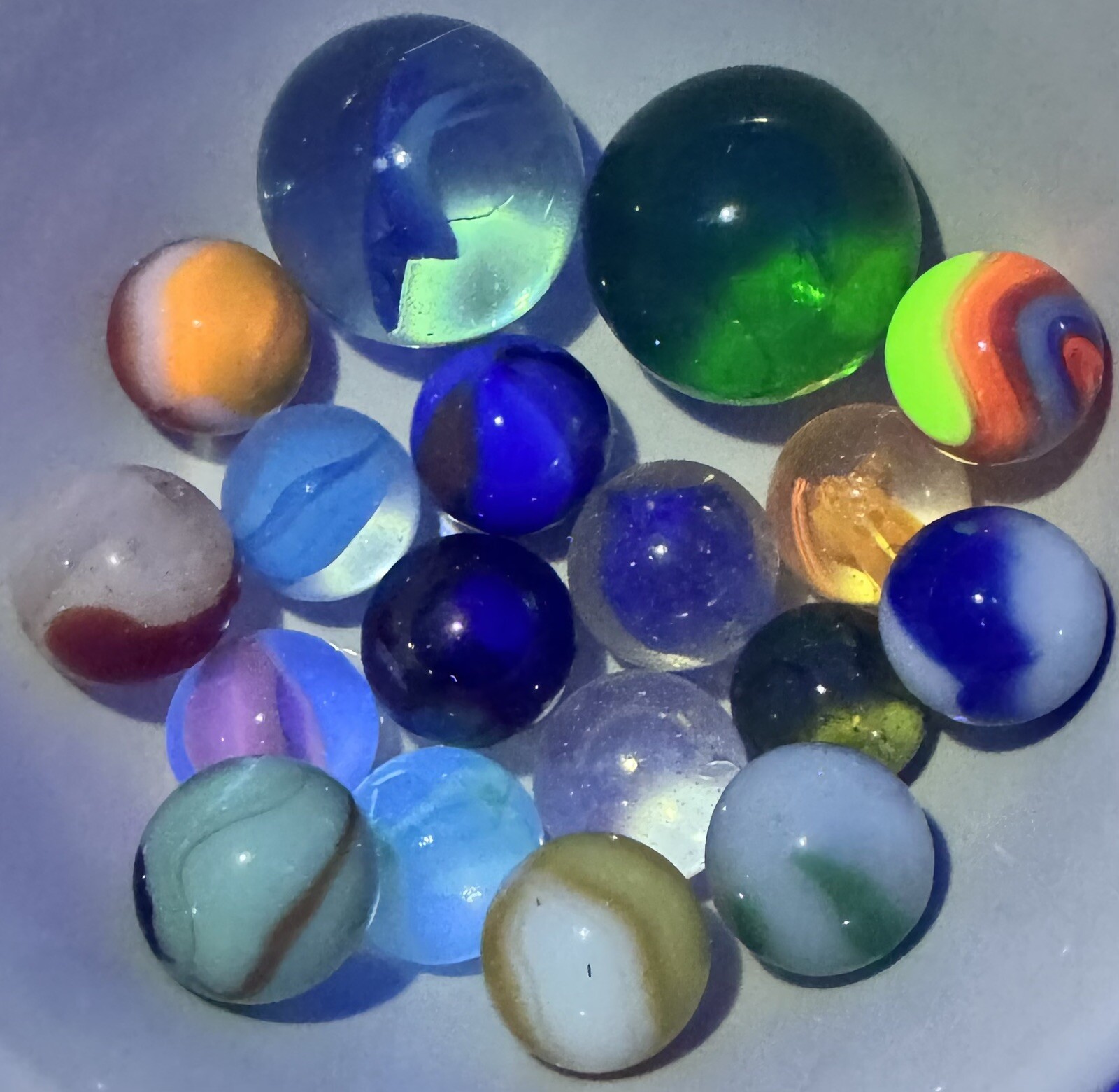 Vintage Marble Lot Of MARBLES UV Reactive Cadmium Uranium Lot #45