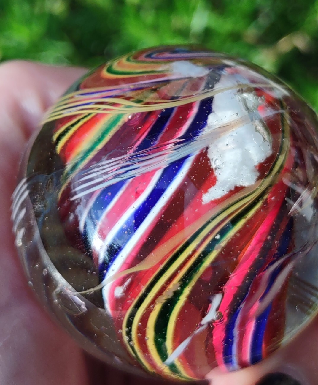 Beautiful 1.88″ LG Divided Swirl Glass Polished Handmade GERMAN ? Marbles