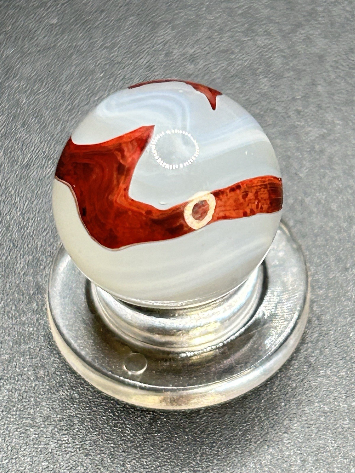 Vintage Akro Agate Silver Oxblood Marble Thick Oxblood Pattern 0.629”