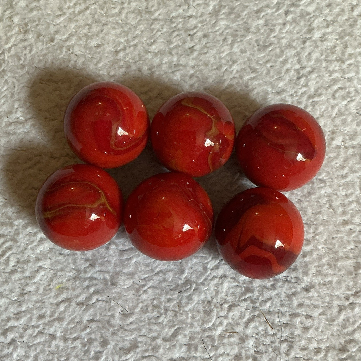 Vacor 24mm “Sun” Shooter Marbles. Lot of 6 W/Organza Bag.