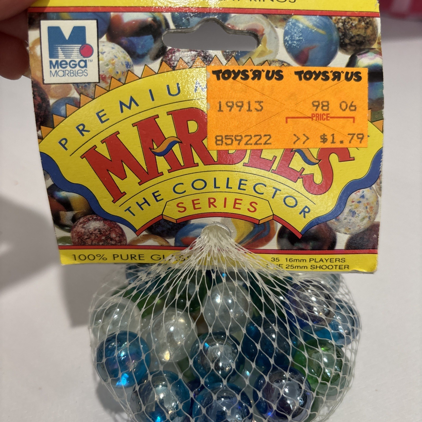 “SILVER” VACOR MEGA MARBLES Vintage 1990s Net Bag 35 16mm/1 25mm Shooter