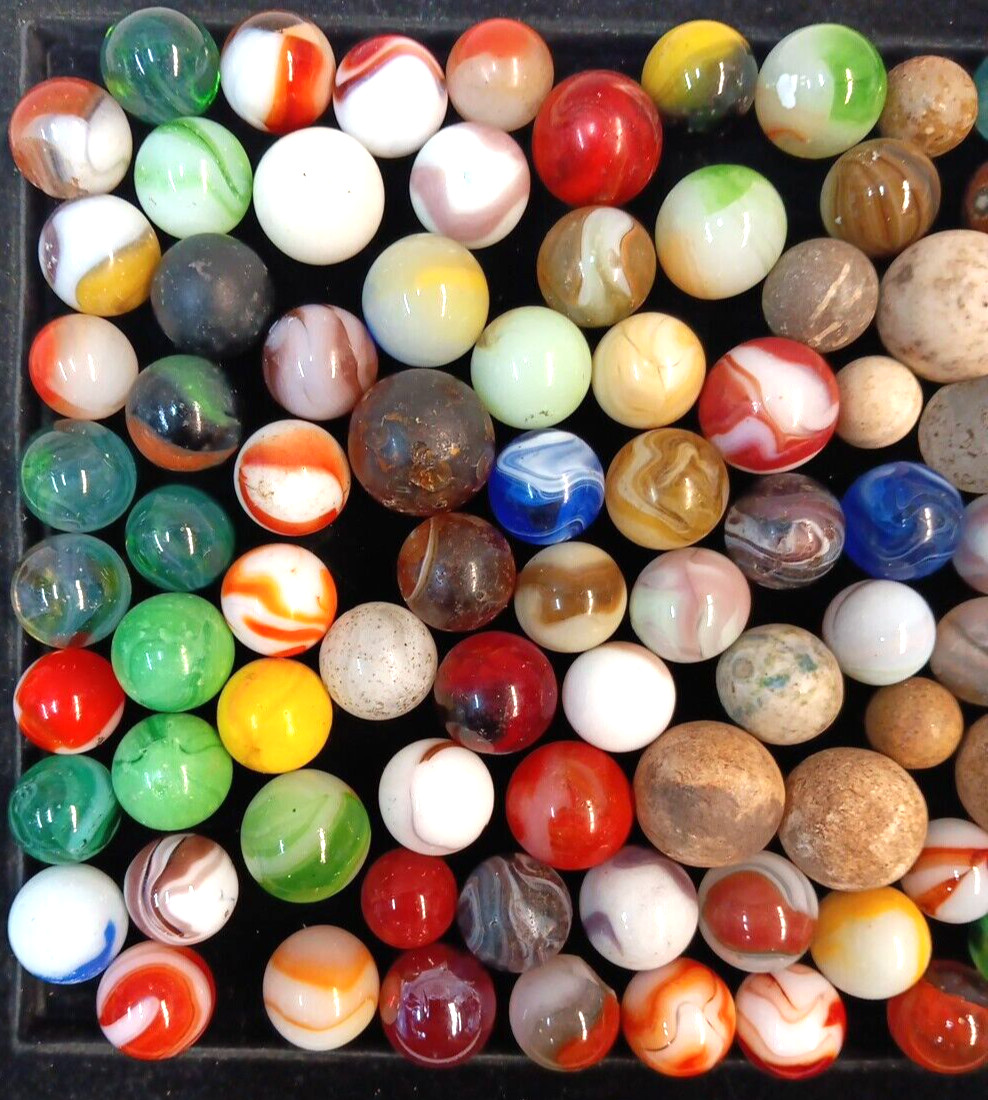 Lot Of 121 QTY Marbles Vintage AKRO, CERAMIC MICA + MISC – FREE SHIPPING