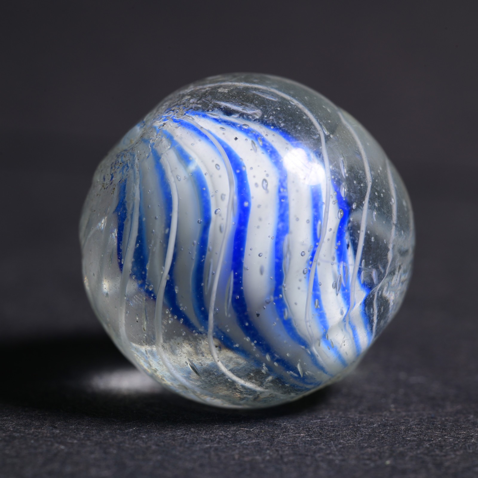 Candy Cane Solid Core German Handmade Antique Marble Caged Cobalt 17.9mm 11/16”