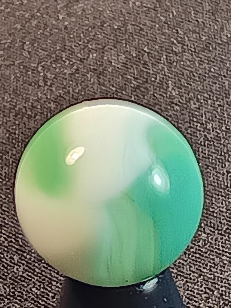 17/32″ Marble King Vitro Minty Jade Snow White on Clear NM Serious Marble A709