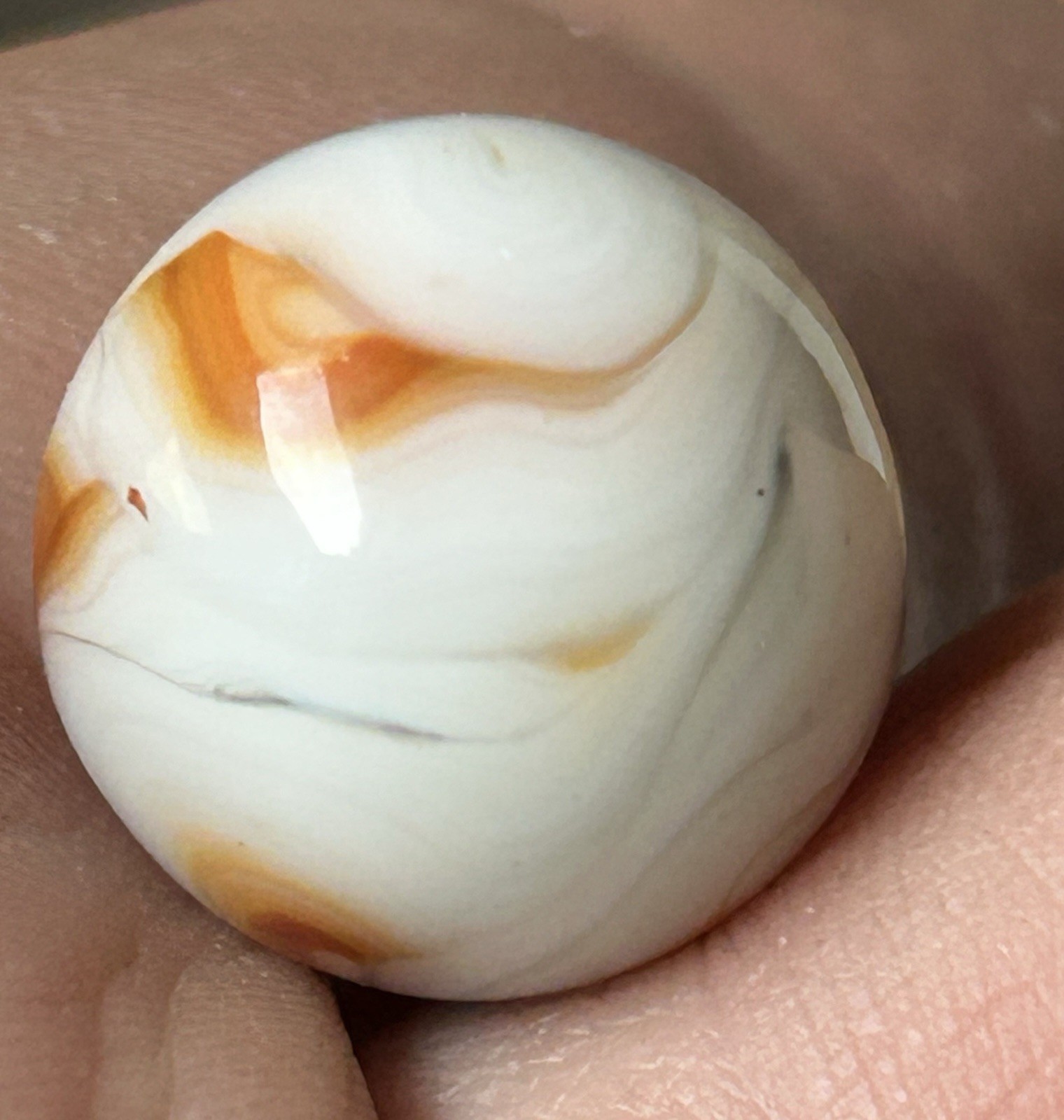 Vintage Alley Agate Or Heaton 0.64” Copper Ribbon Swirl Marble NM!