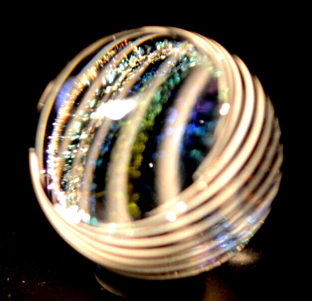 JAMES ALLOWAY GLASS MARBLE/1.354″-DICHROIC BLACK/WHITE VORTEX #3546/FAST SHIP