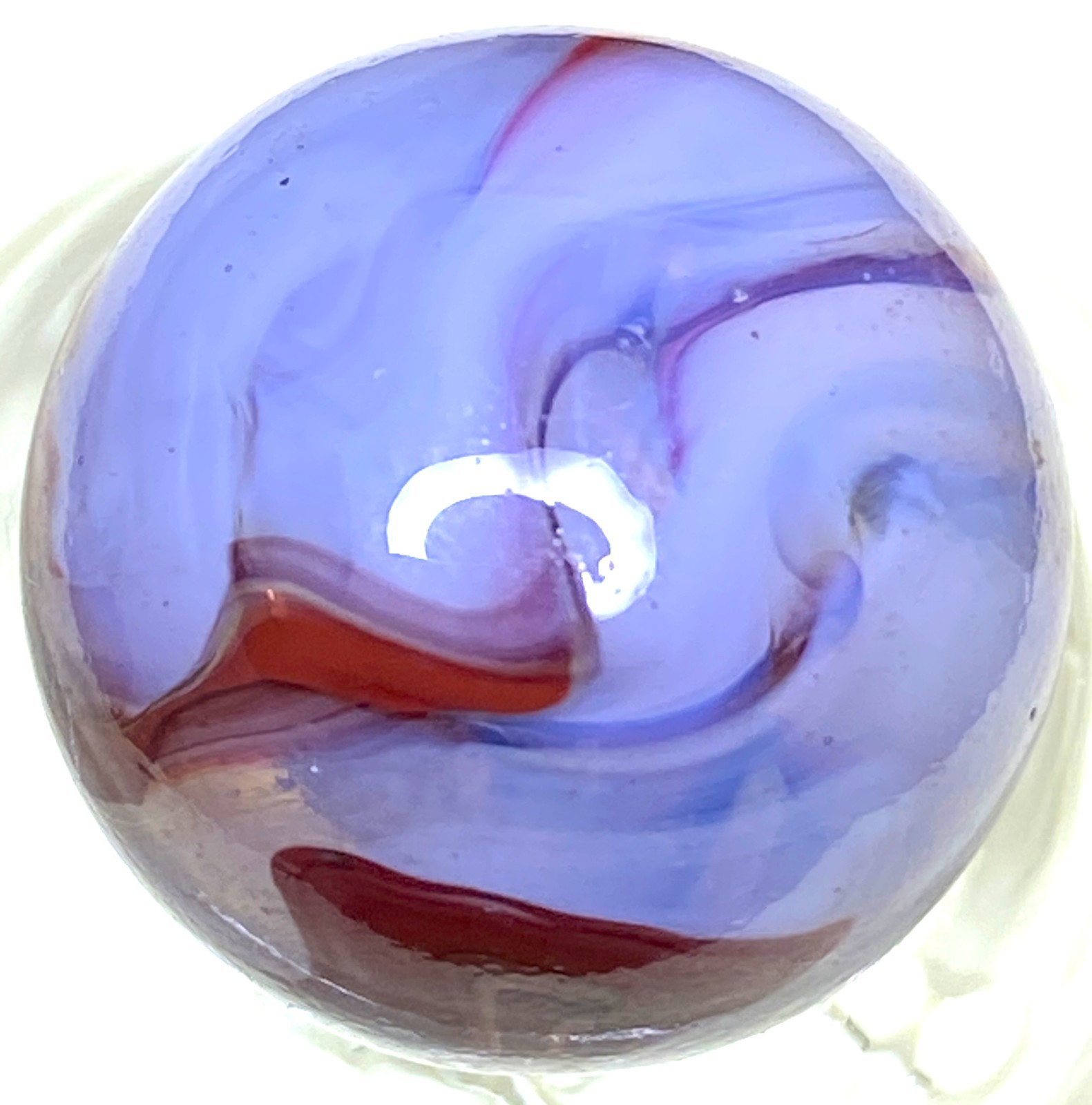OXBLOOD FLAMES CONTRASTY COLORS TRANSPARENT OOR SWIRLED SHOOTER .73/4/5″ M694