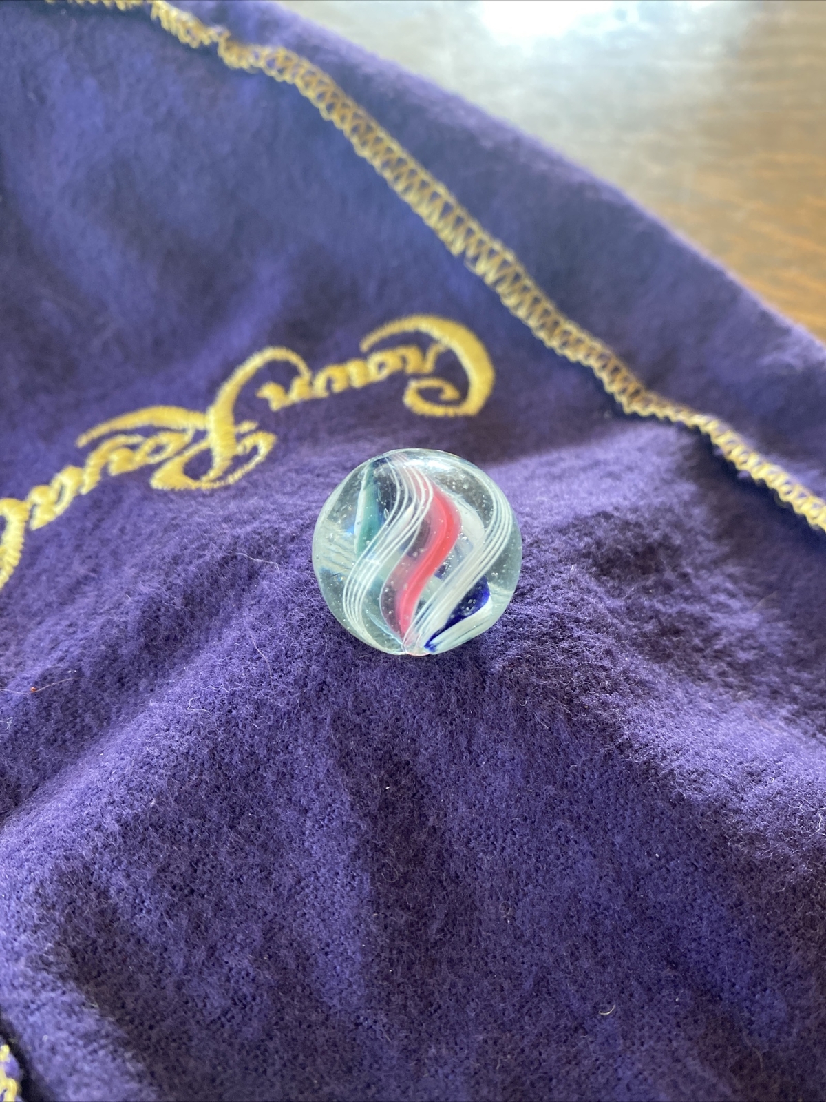Vtg Antique Handmade Marble 3/4” Ribbon Core Multicolored