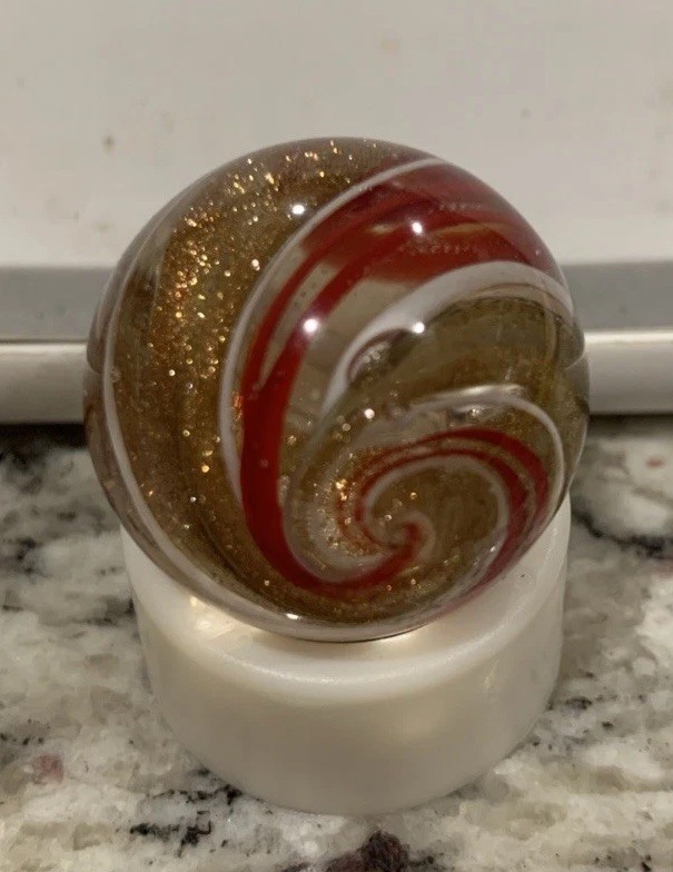 Handmade Contemporary MABRY LEE CAIN III Lutz Swirl Golden PepperMint 1 Inch +