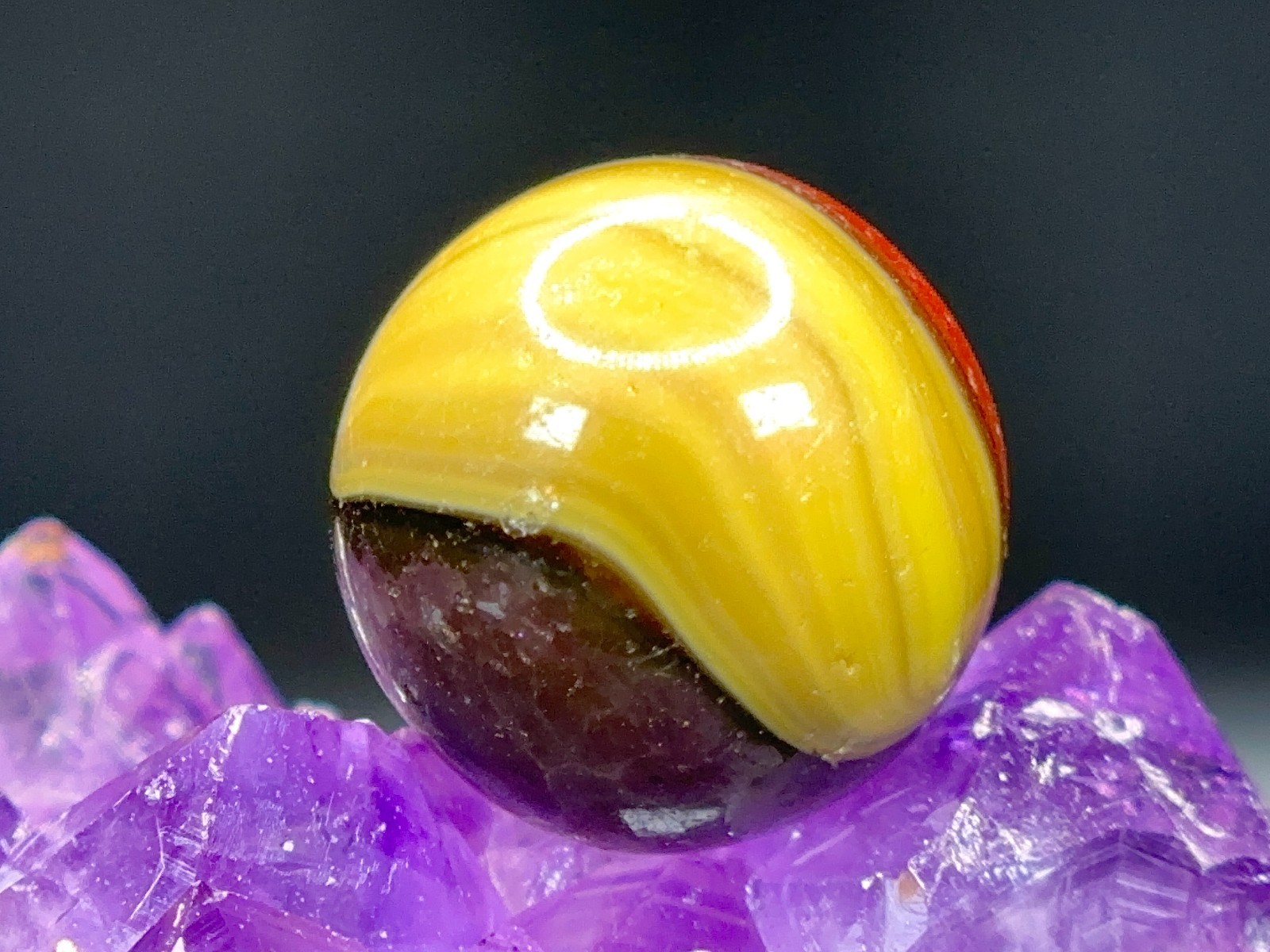 Vintage Master Marble Sunburst Marble – Yellow Red & Brownish – .75″ Shooter!
