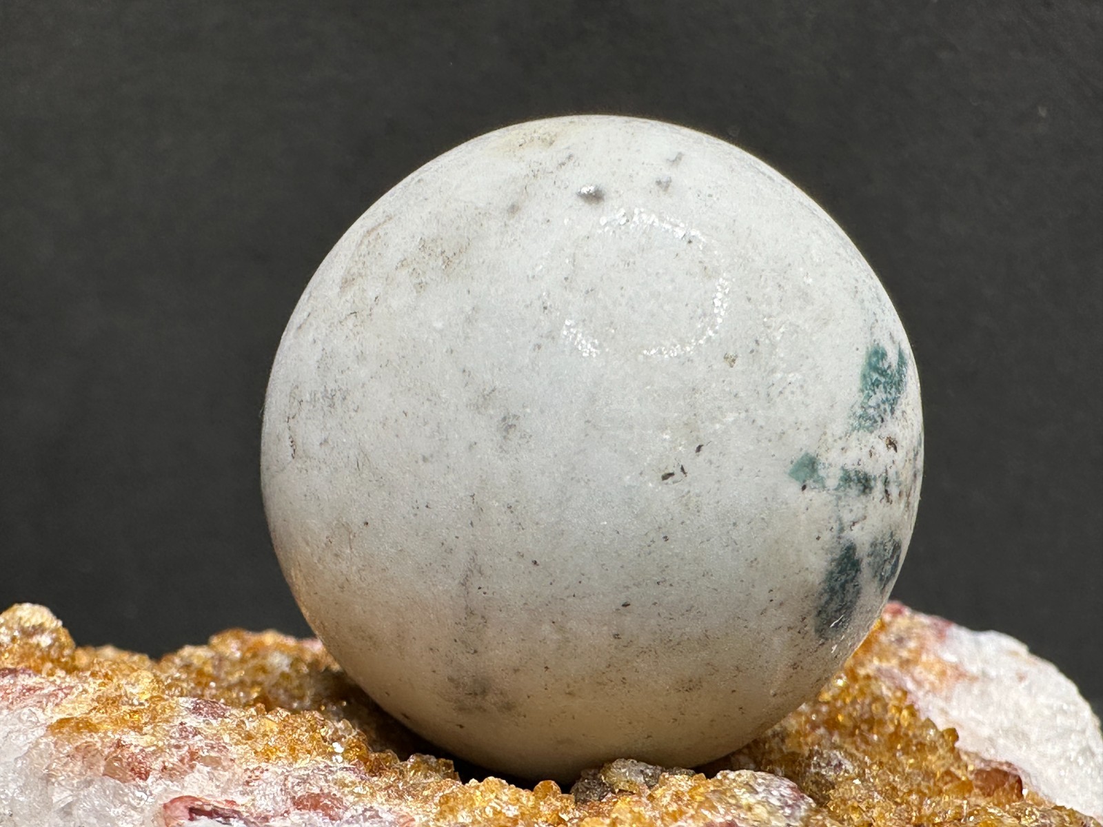 EXTREMELY SCARCE Antique China Clay PAINTED FLOWER Marble 1.26″ HUGE SHOOTER!