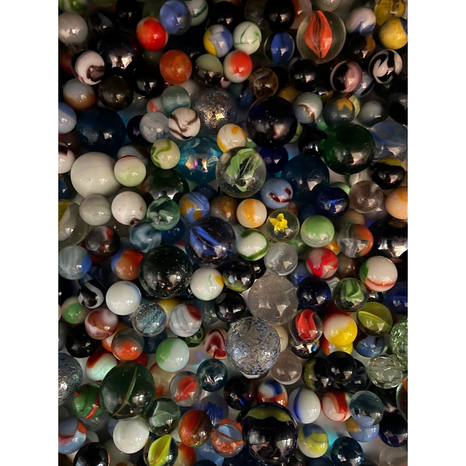 VTG Mystery Marbles Lot Glass Collection Various Styles 1 shooter and 30 smalls