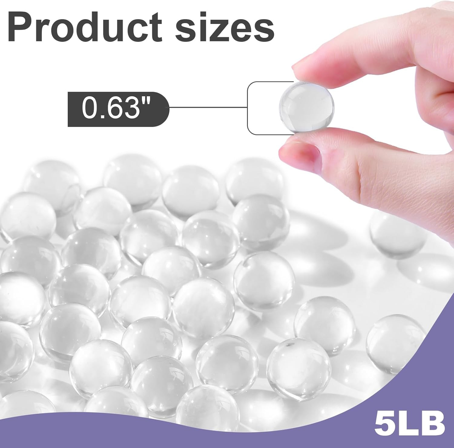 5LB Glass Marbles, 0.63Inch Clear Marbles Bulk for Vase Fillers, Home Decor