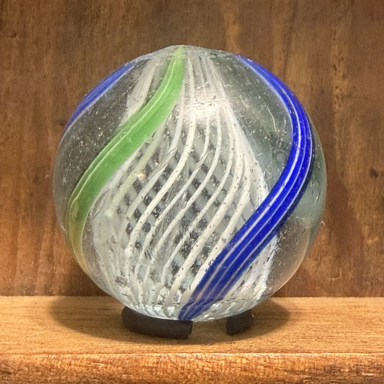 Antique German Handmade Latticinio Swirl Marble 1-5/32” Near Mint(+) | 318