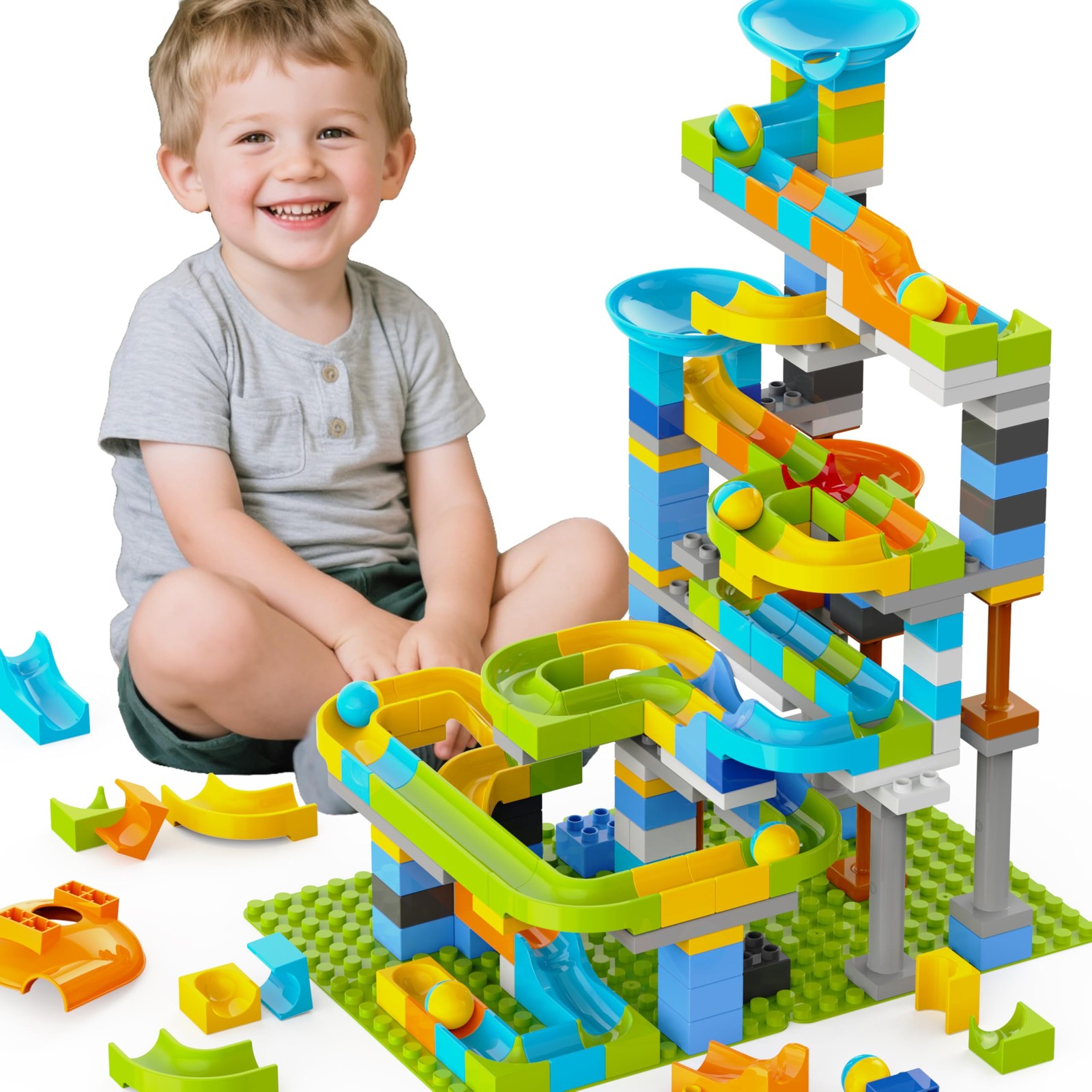3in1 Marble Runs for Kids 3-5, 203pcs 4.7 inches x 12.4 x 12.2